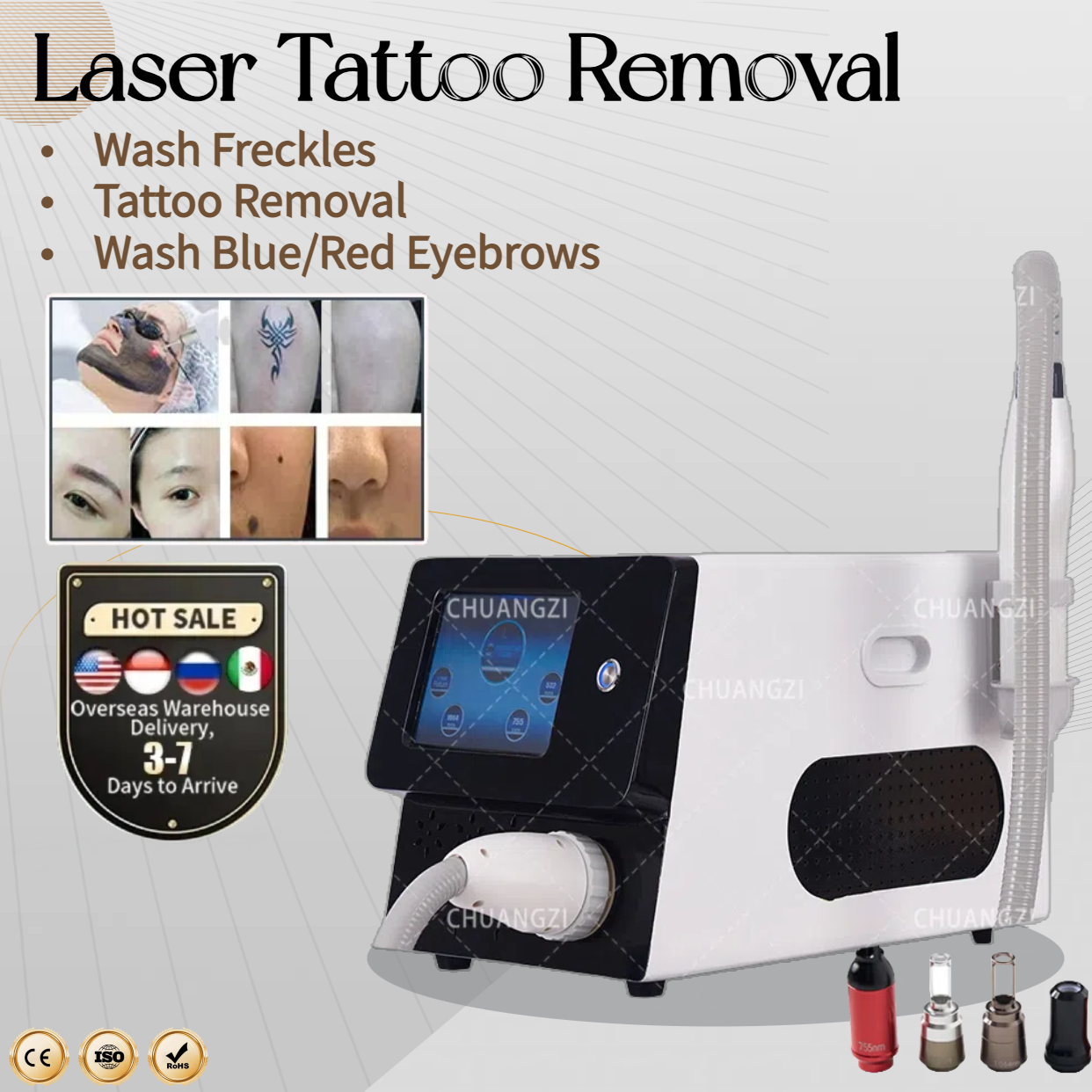 2025 Best Q-Switched ND YAG Laser Tattoo Removal Machine 755nm 1064nm 532nm and 1320nm Pico Laser Technology CE/ROHS Suitable For All Environments