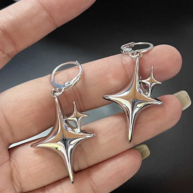 Simple Silver Color Star Earrings for Women Opal Stone Heart Hoop Earrings Punk Y2K Cute Daily Wear Jewelry Party Gifts XJ250814