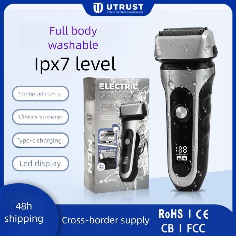 New IPX waterproof reciprocating razor with intelligent digital display electric floating aluminum foil blade