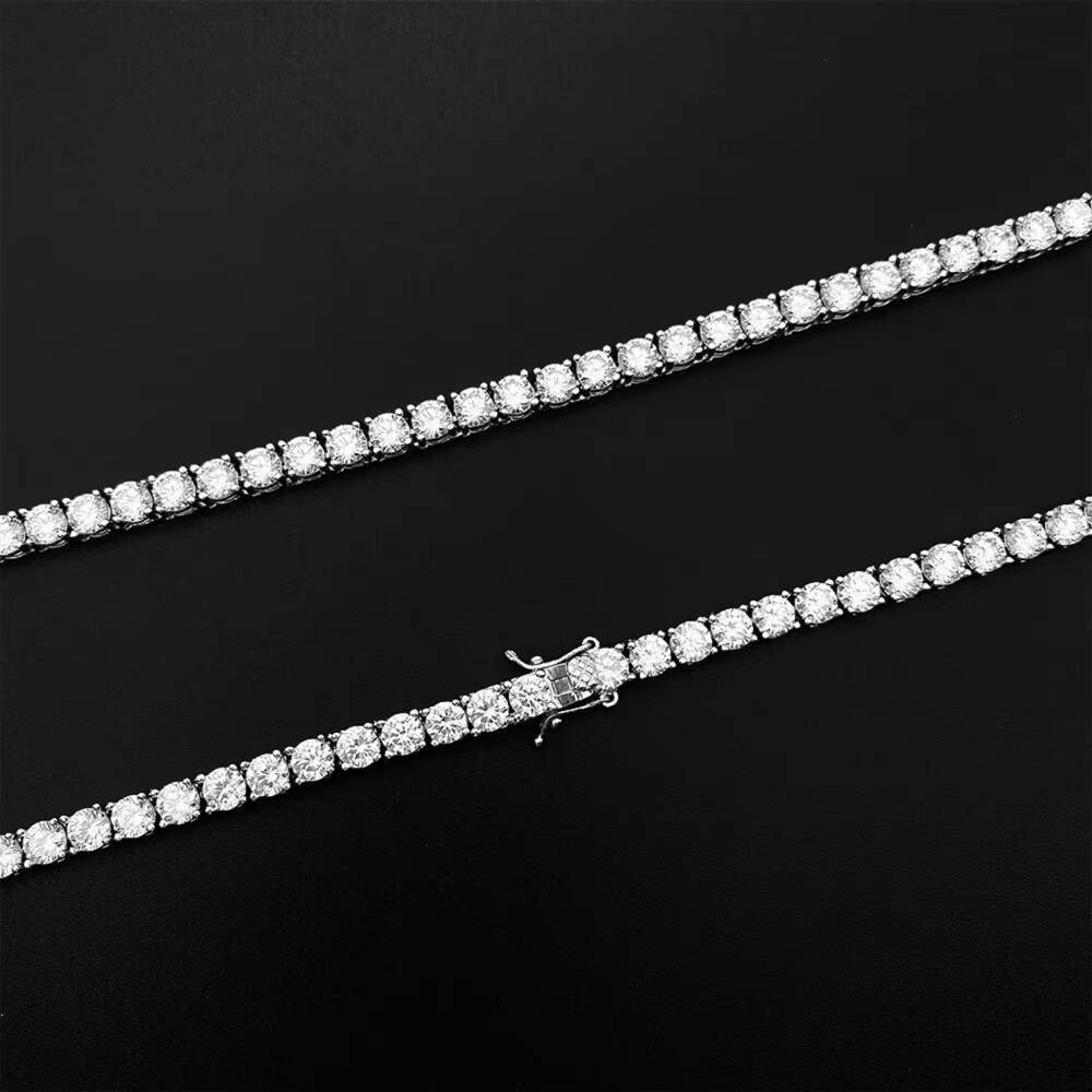 Hiphop Jewelry Iced Out 925 Sterling Silver 2mm 3mm 4mm 5mm 6.5mm Moissanite Tennis Chain
