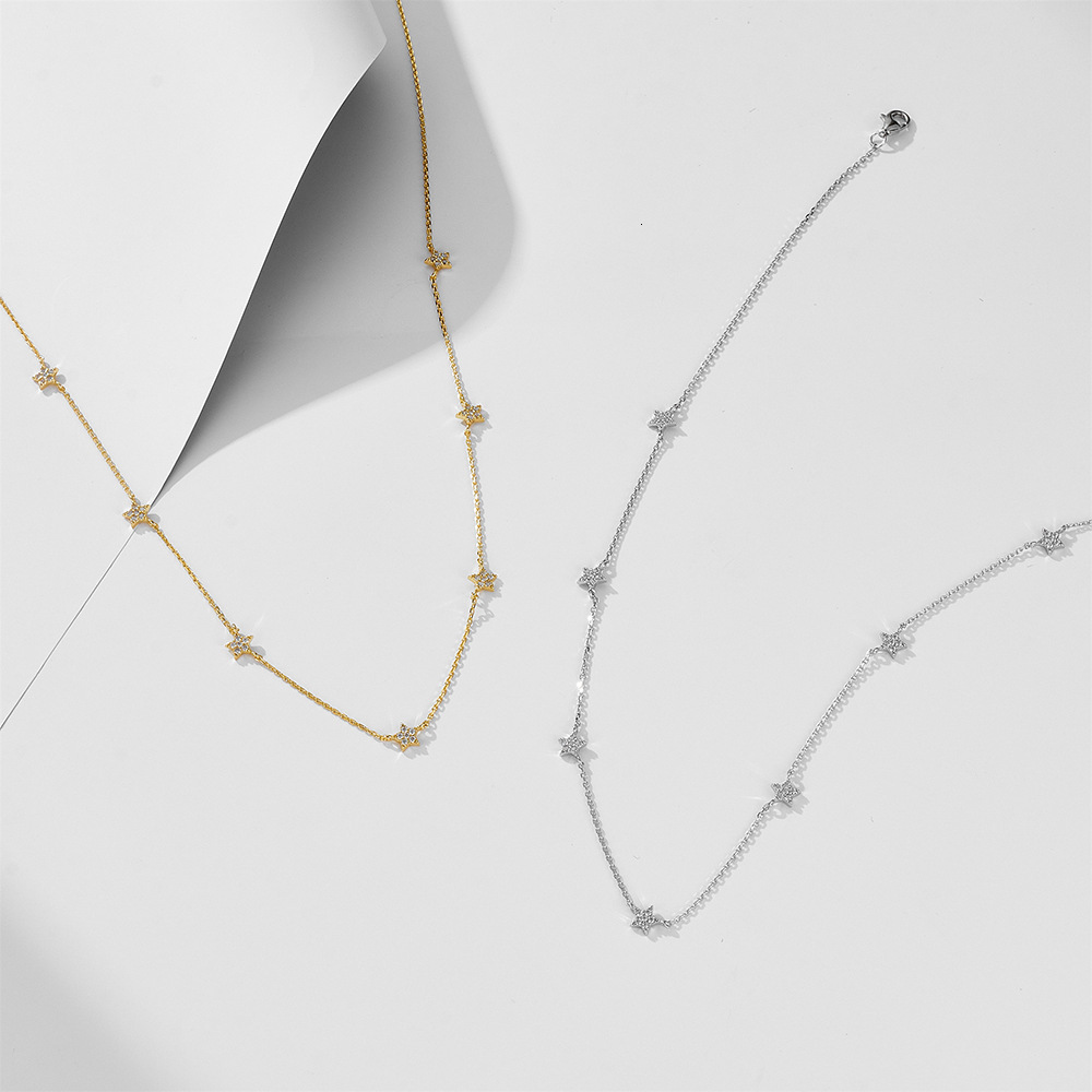 Minimalist Fashion Niche Design S Pure Sier Gold-Plated Star Pendant Necklace for Women Versatile High-End Neck Chain Jewelry for Women