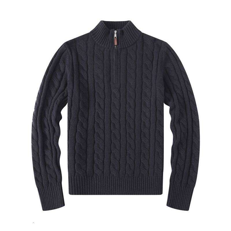Men's Clothing Autumn And Winter Stand Collar Pony Twist Knitted Sweater Casual Cotton Thick Warm Rl Pullover
