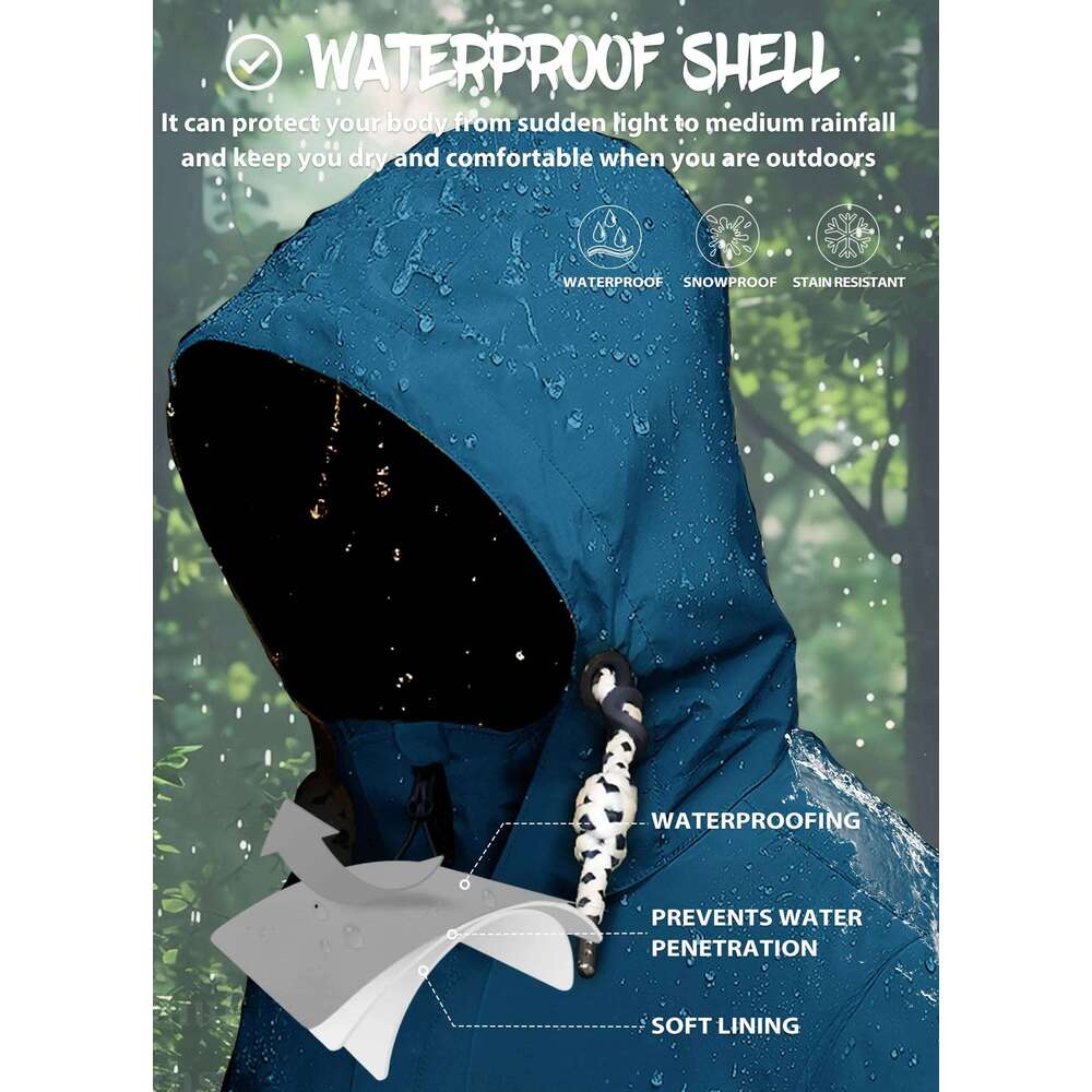 Waterproof Windbreaker Jacket Women's Softshell Fleece Lined Winter Ski Coat