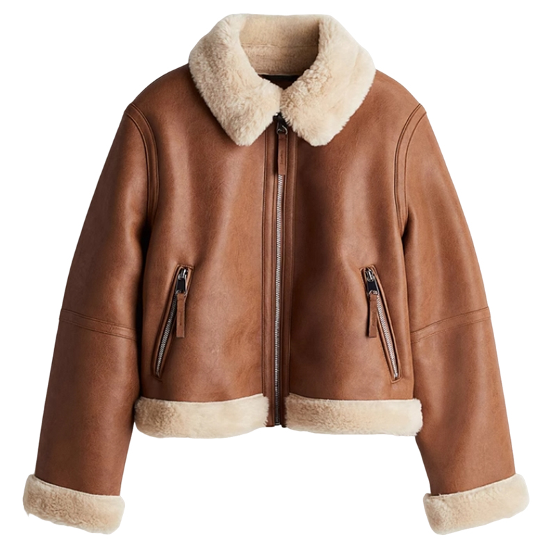 Autumn and winter new women's clothing fur integrated retro motorcycle style short jacket