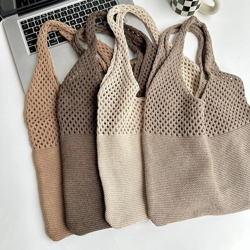 Summer Beach Party Bag Purse Shopper Tote Satchel Female Vintage Hollowed Out Knitted Handbag Womens Shoulder Bag250813