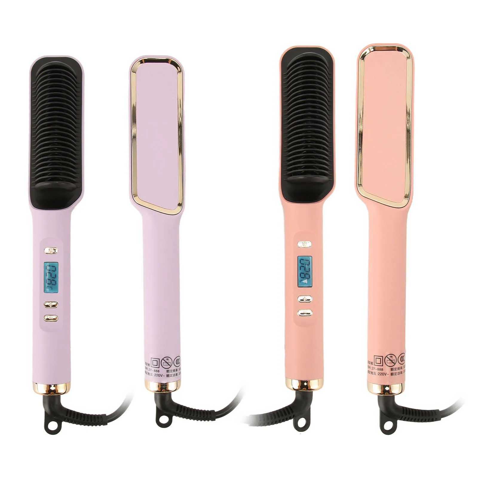 ionic Hair Straightener Brush 35W Hair Straightening Brush Even Heating LCD Hair Straightener Brush for home W250814