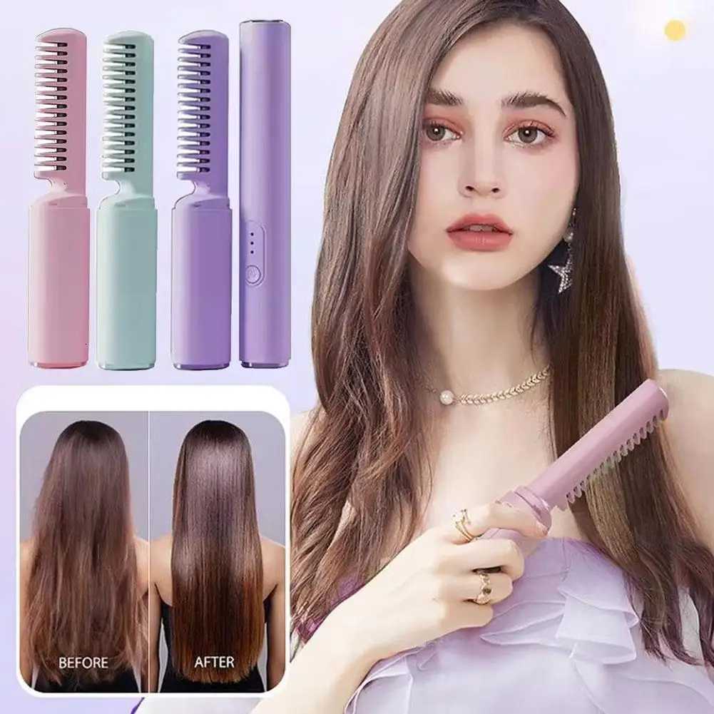 Hair Straightener Brush 3 Levels 60s Anti-Scald Heat Constant Straightener Cordless Brush Heating Up Hot Temperature Comb B9Y7 W250814