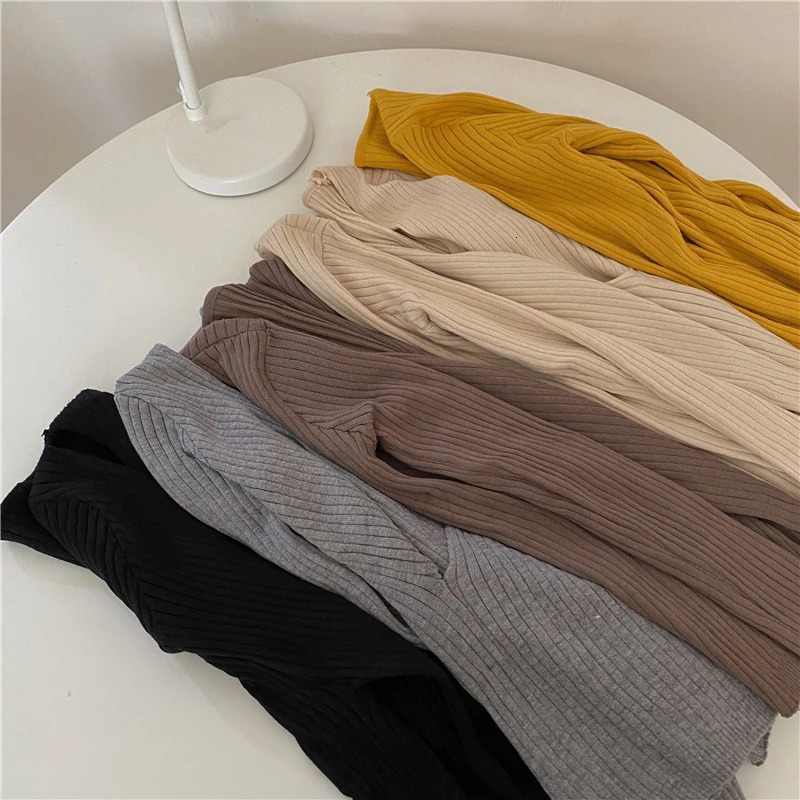 Autumn Winter Knitwear Tops Fashion Female Long Sleeve Skinny Elastic Casual V-neck Knitted Shirts Women Pullover Sweaters 250808