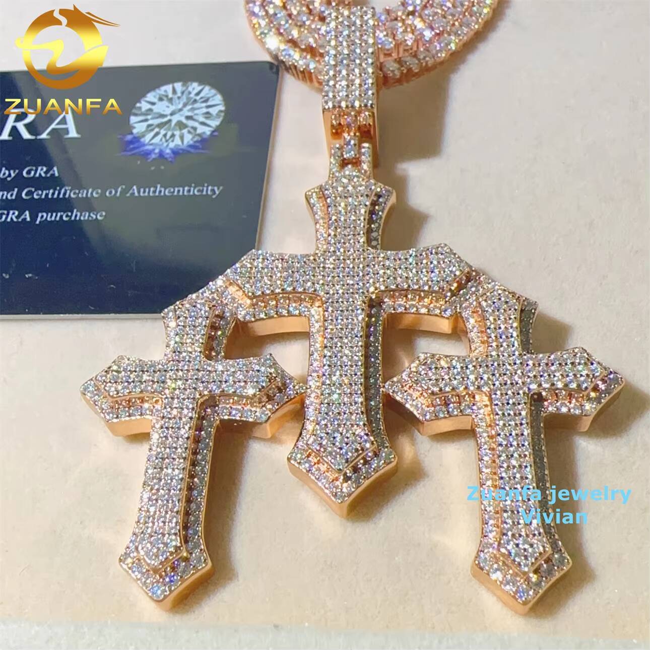 Sterling Silver 925 Moissanite Pendant Men Pass Diamond Test Hip Hop Iced Out Fashion Corss Moissanite Pendant