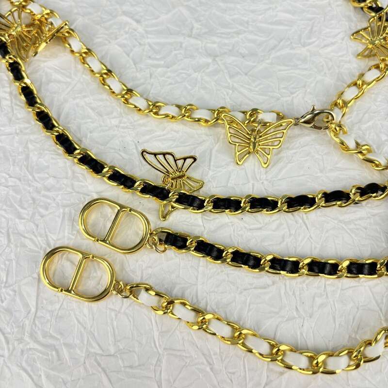 Style Waist for Women, Dress Coat, High-End Feel, 2024 Butterfly Decoration, Suit Metal Chain Belt