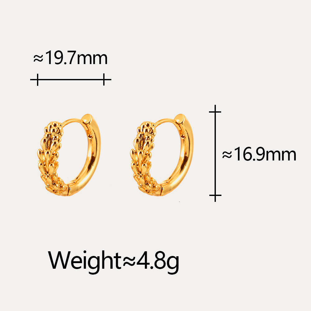 Wheat Ear Hoop Earrings - Gold/Silver Plated Copper Minimalist Geometric Studs for Women