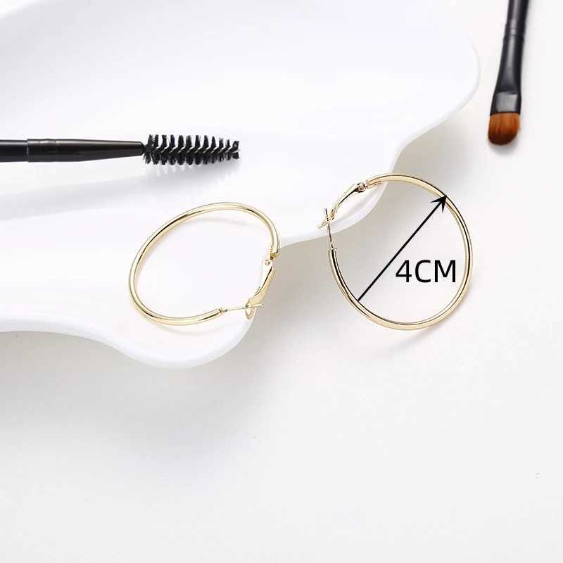 4cm 5cm 6cm Big Round Hoop Earrings for Women Gold Silver Color Exaggerated Smooth Metal Rock Simple Personality Jewelry Earrings XJ250814