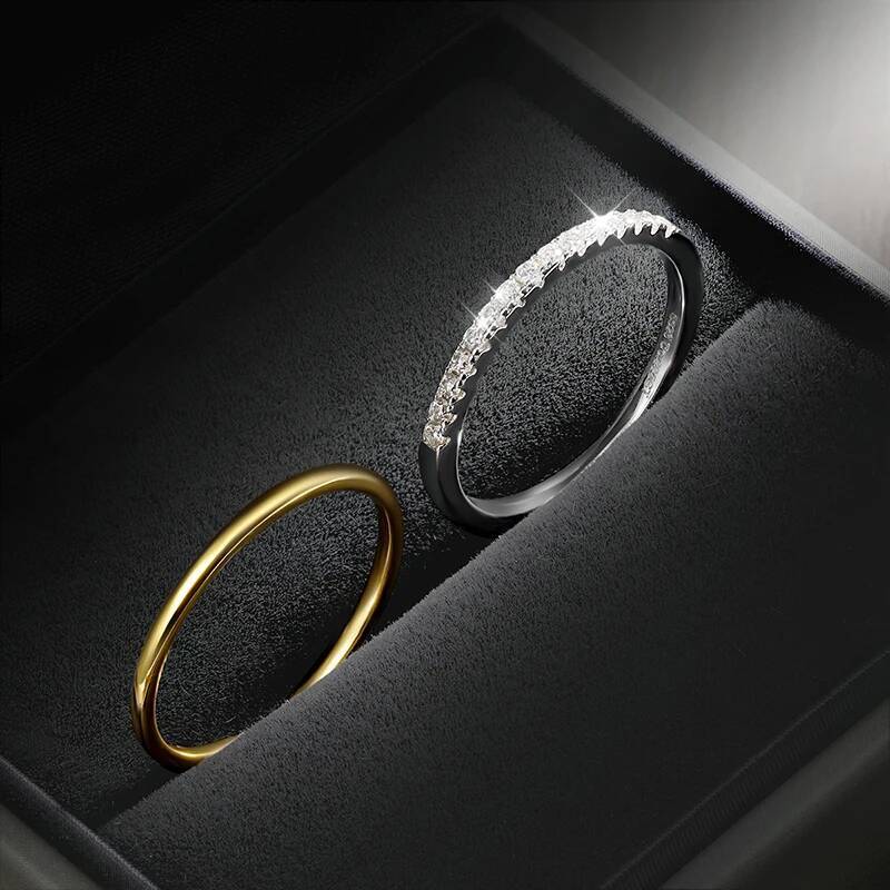 KNOBSPIN D VVS1 Moissanite Stacking Rings for Women Man GRA Diamond Jewelry s925 Sterling Silver Plated 18k Gold Wedding Band