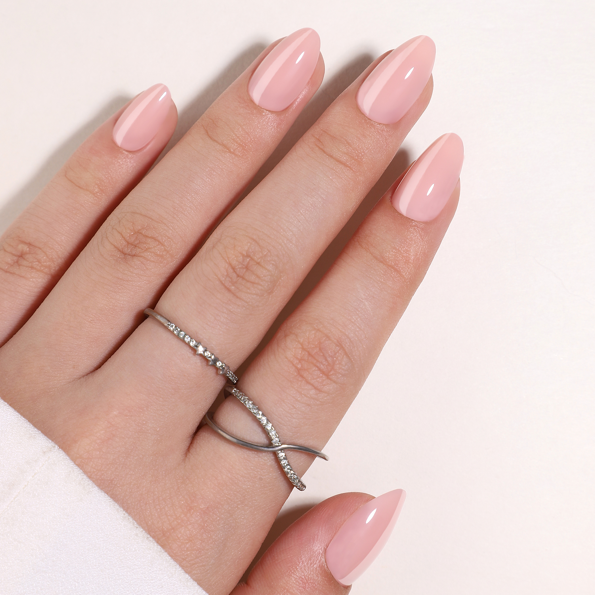 Variety Pack of Pink Acrylic Gel Nails Including Easy-to-Apply Adhesive Strip