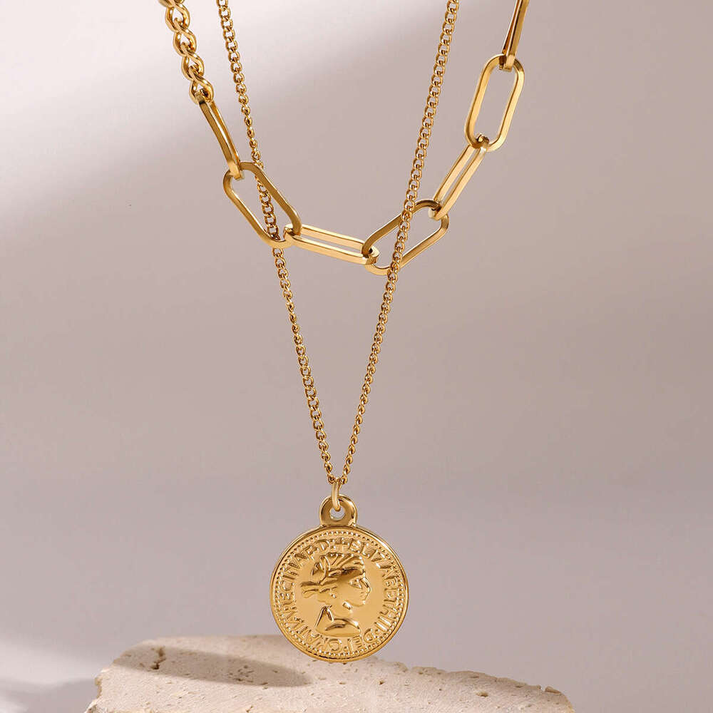 Designer Stainless Gold Multi-layer Necklace High-end Ins for Women Jewelry Pendant Non-fad Titanium Steel Collarbone Chain