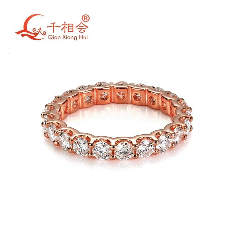 yellow rose gold 0.1ct 3mm round white moissanite Eternity Band Customizable Specifications 925 Silver Jewelry Rings Engagement