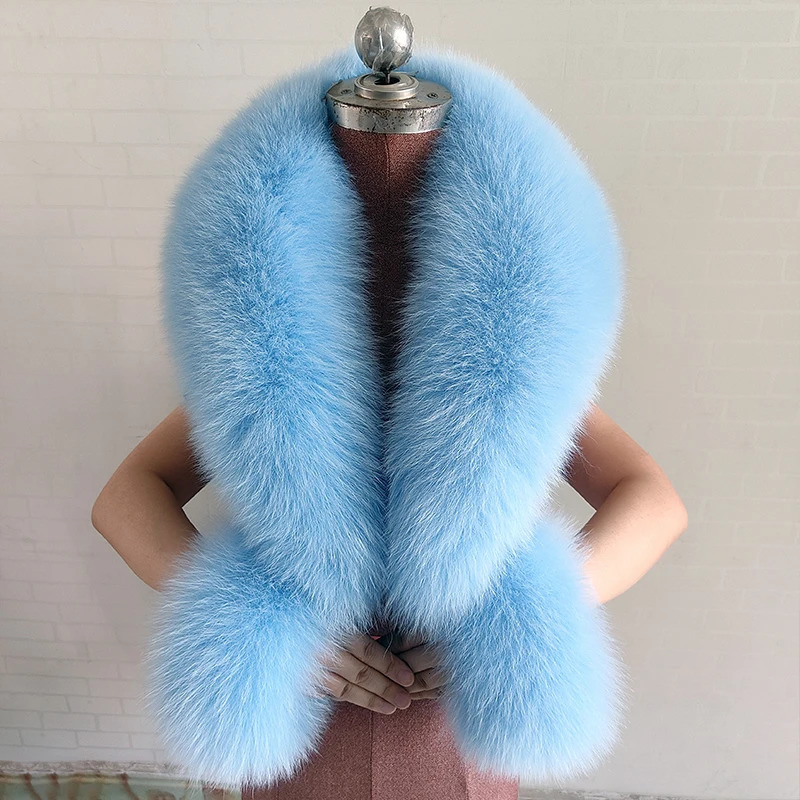 Natural Fur Scarf Custom Size Fox Fur Collar And Cuffs Set for Coat Winter Neck Warmer Fur Shawl Women Furry Scarves 250808