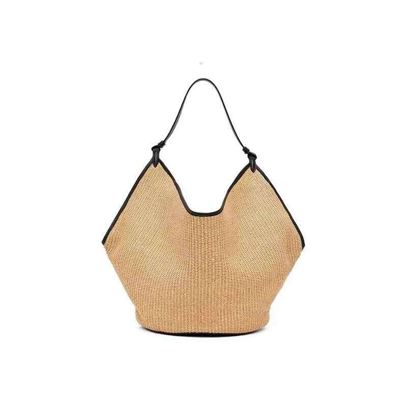 Lafite splicing head layer cowhide woven 2025 new niche design fashion summer vacation beach women underarm shoulder bag