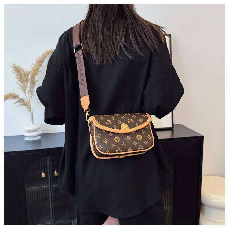 Designer Luxury Designer Luxury Old Flower Women S Temperament Fashion Oblique Span Korean Version Cross Border Wide Shoulder Strap Small Square Bag