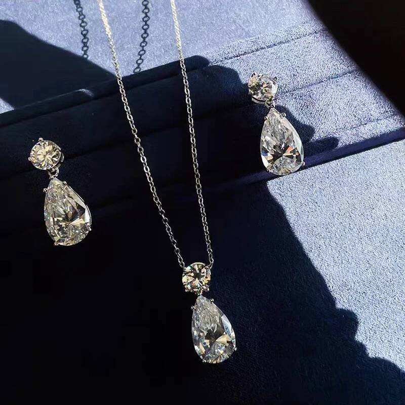 BXINY Luxury Full Moissanite Dangle Drop Earrings S925 Silver Pear Cut 19Carat Diamonds for Women Wedding Gifts Jewelry With GRA