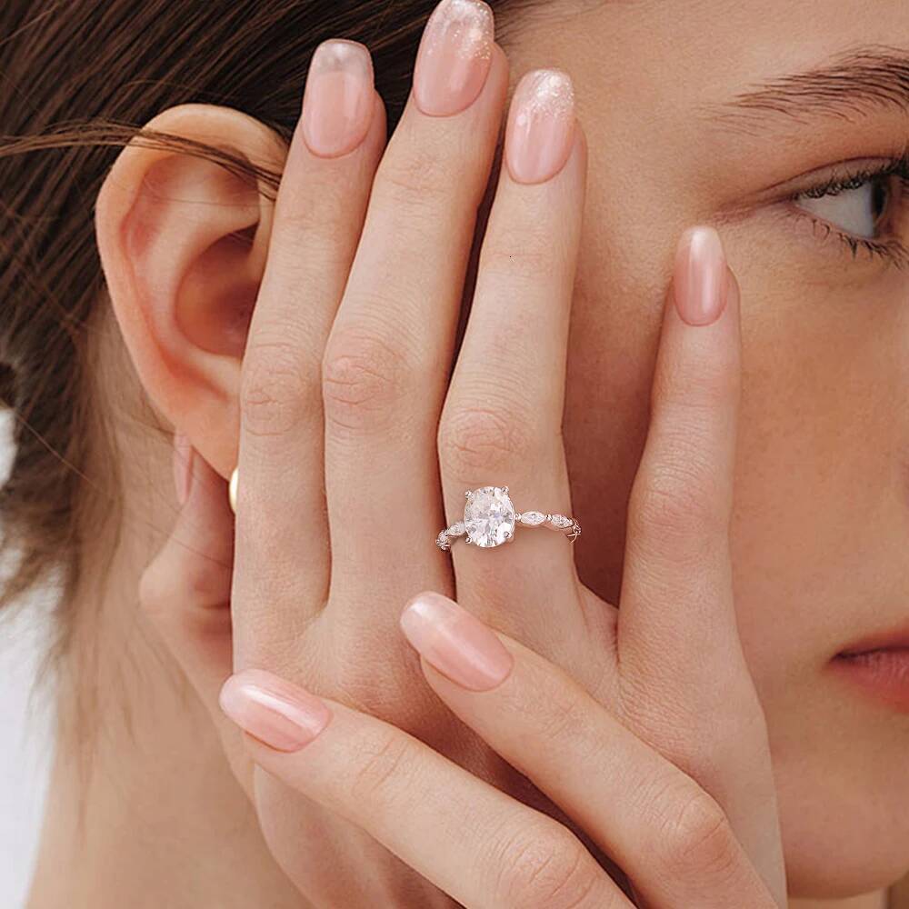 BXINY 1/2Carat Oval Cut Full Moissanite Rings S925 Silver for Women D Color VVS Lab Diamond Wedding Bands Gifts Jewelry with GRA