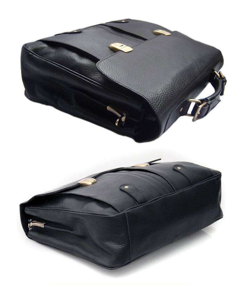 FANCODI Genuine Briefcase men Business Male Portfolio Attache Case Leather 15.6" Laptop Bag Office tote Handbag big