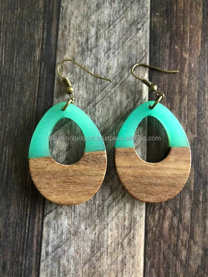 Premium Style Wood and Fashion Earrings for Women Resin Jewelry Accessories From Falak World Export