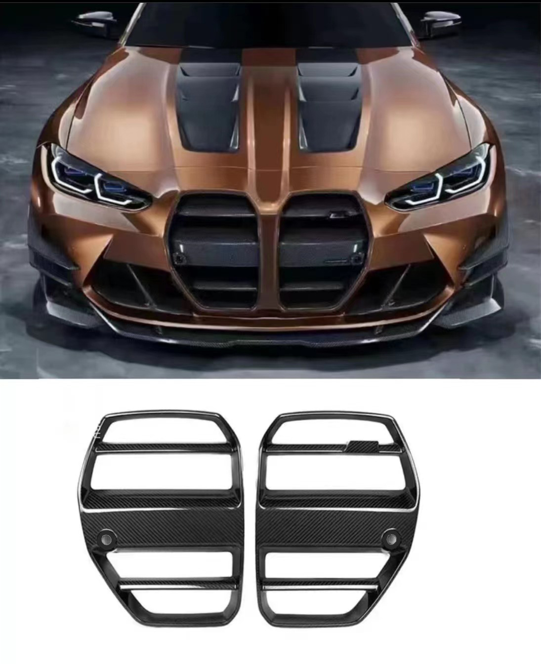 For BMW M3 M4 G80 G82 G83 ST Style High quality Dry Carbon Fiber Car Front Bumper Air Intake Grills Air Intake Gri