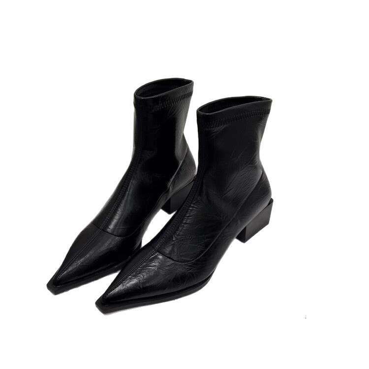 Pointed Toe Short for Women New 2025 Autumn Winter Women's Fashion Chunky Heel Slim Niche Design Single Boots