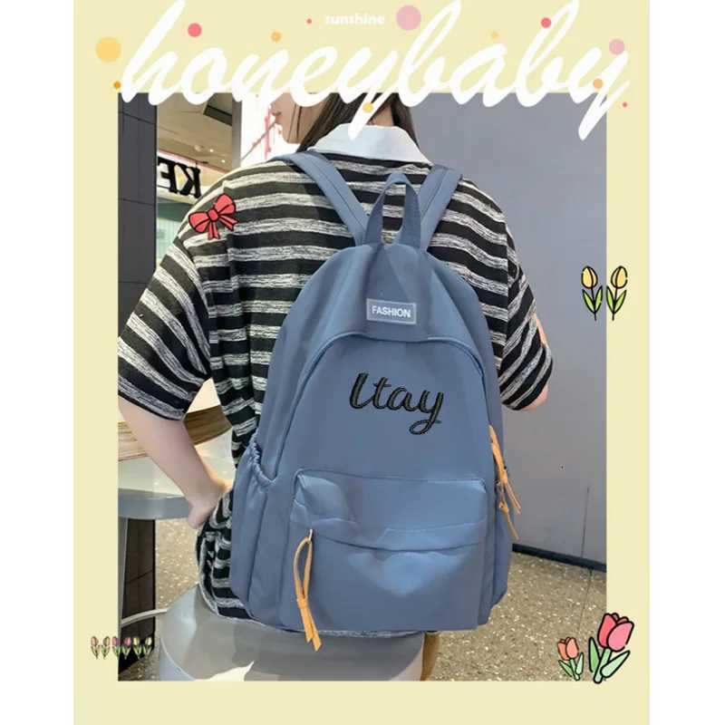 Custom Backpack Personalized Name Women Cartoon Student Schoolbag Large Capacity Travel Bag Solid Color Fashion Backpack XJ250814