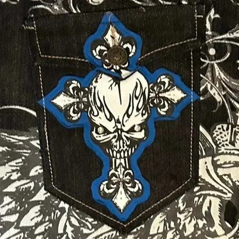 American Retro Y2K Blue Reflects Brooklyn Basement Jeans For Men And Women Harajuku Gothic Denim Trousers For Street Wear 250813