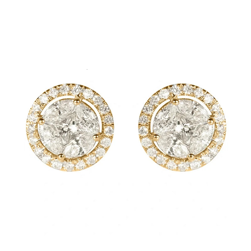Huitan Classic Womens Stud Earrings Gold Color/Silver Color Crystal Cubic Zirconia Exquisite Female Earrings Versatile Jewelry 250812