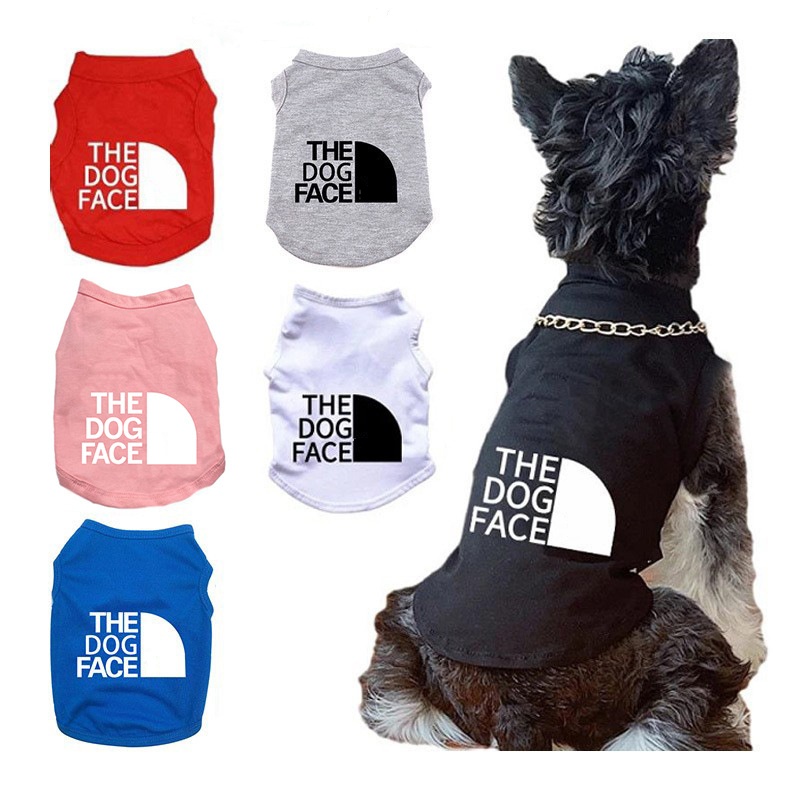 Cotton Breathable Dog Shirt Vest with 'The Dog Face' Print Soft Dog Shirts Pet T-Shirts Sleeveless Vest For Summer CH323