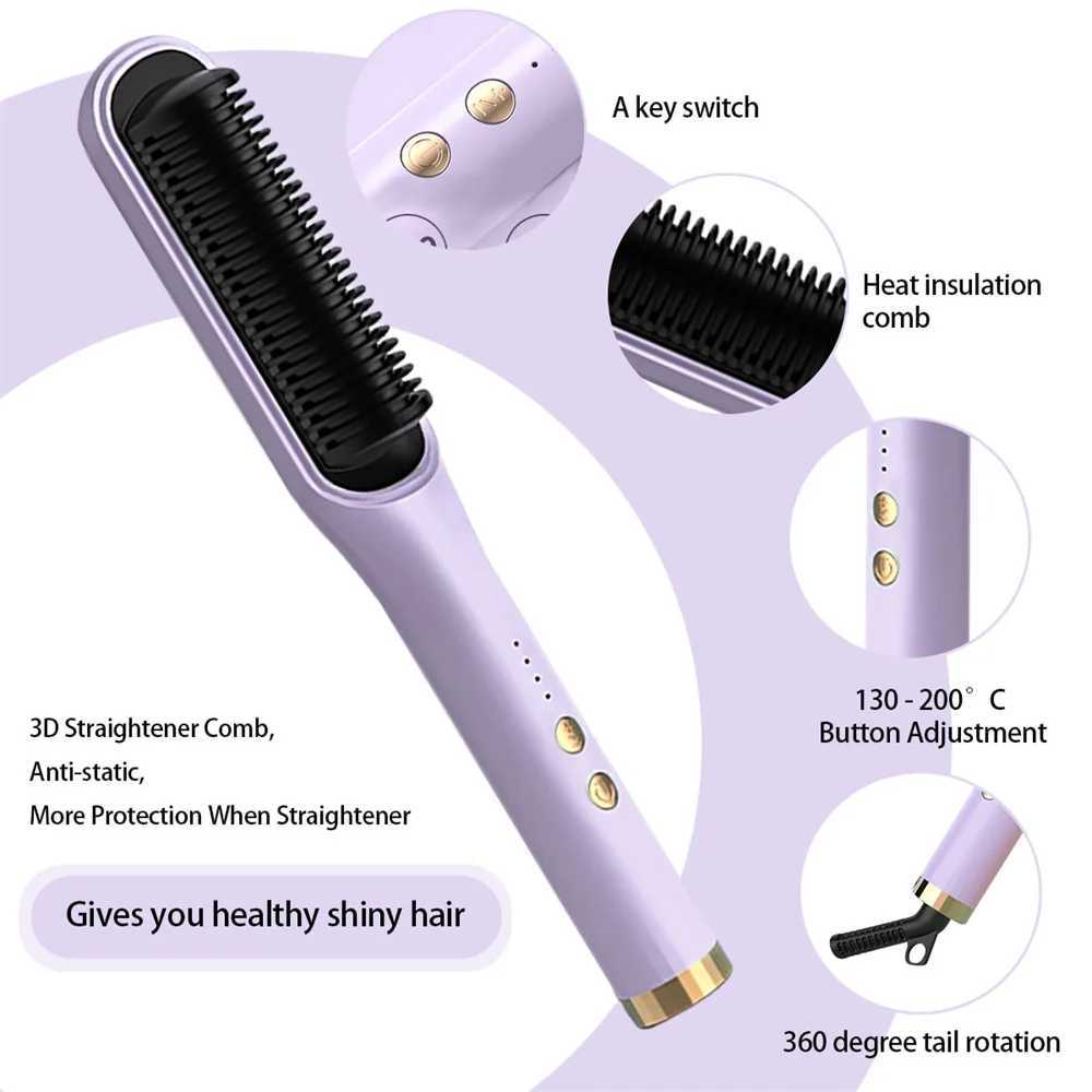 Fast Heating Hot Air Comb Multifunctional Electric Comb Curling Iron Styler Hair Straightener Brush Hair Straightening Brush W250814