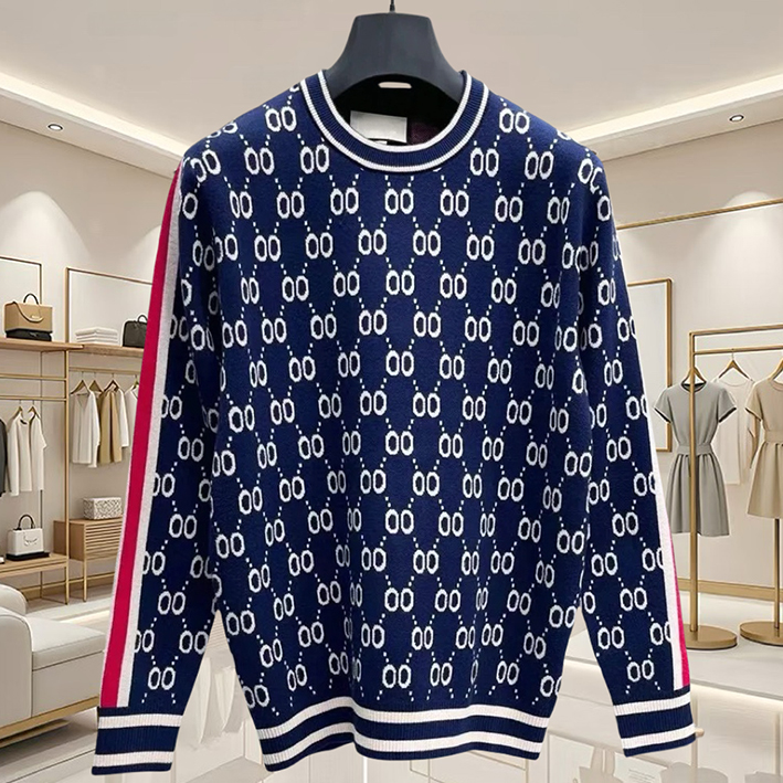 High quality designer men's sweaters, fashionable jacquard letter pullovers, hoodies, loose round neck sweaters, autumn and winter casual sports long sleeved tops