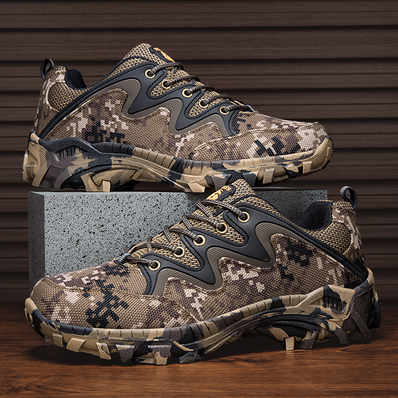2025 New mountaineering for men, anti-skid and wear-resistant military camouflage outdoor cross-country breathable mesh hiking work shoes