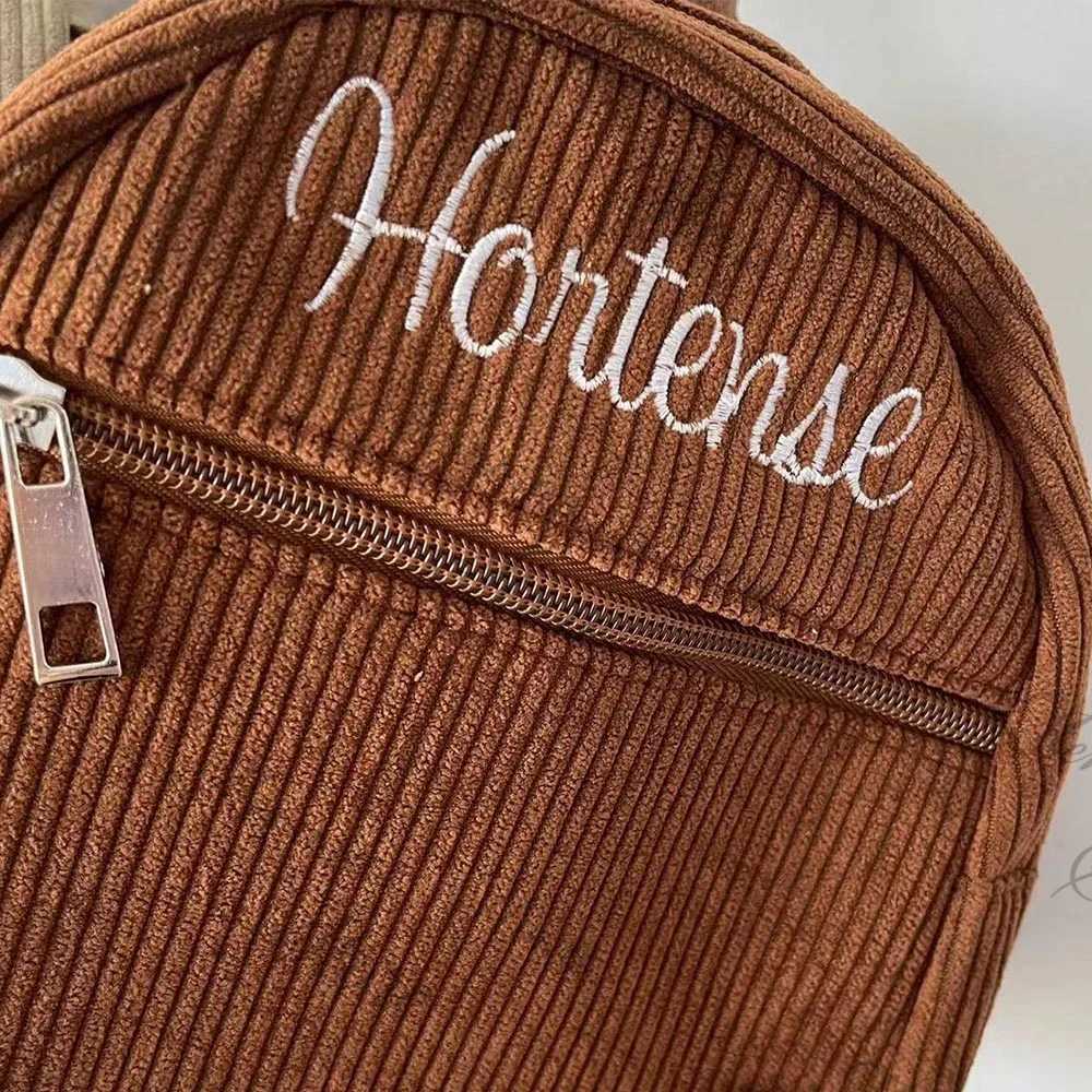 Embroidered Name Mini Corduroy Bag for Women Customized Solid Color Fashion Girls Small Mini Backpack Outdoor Travel Backpacks XJ250814