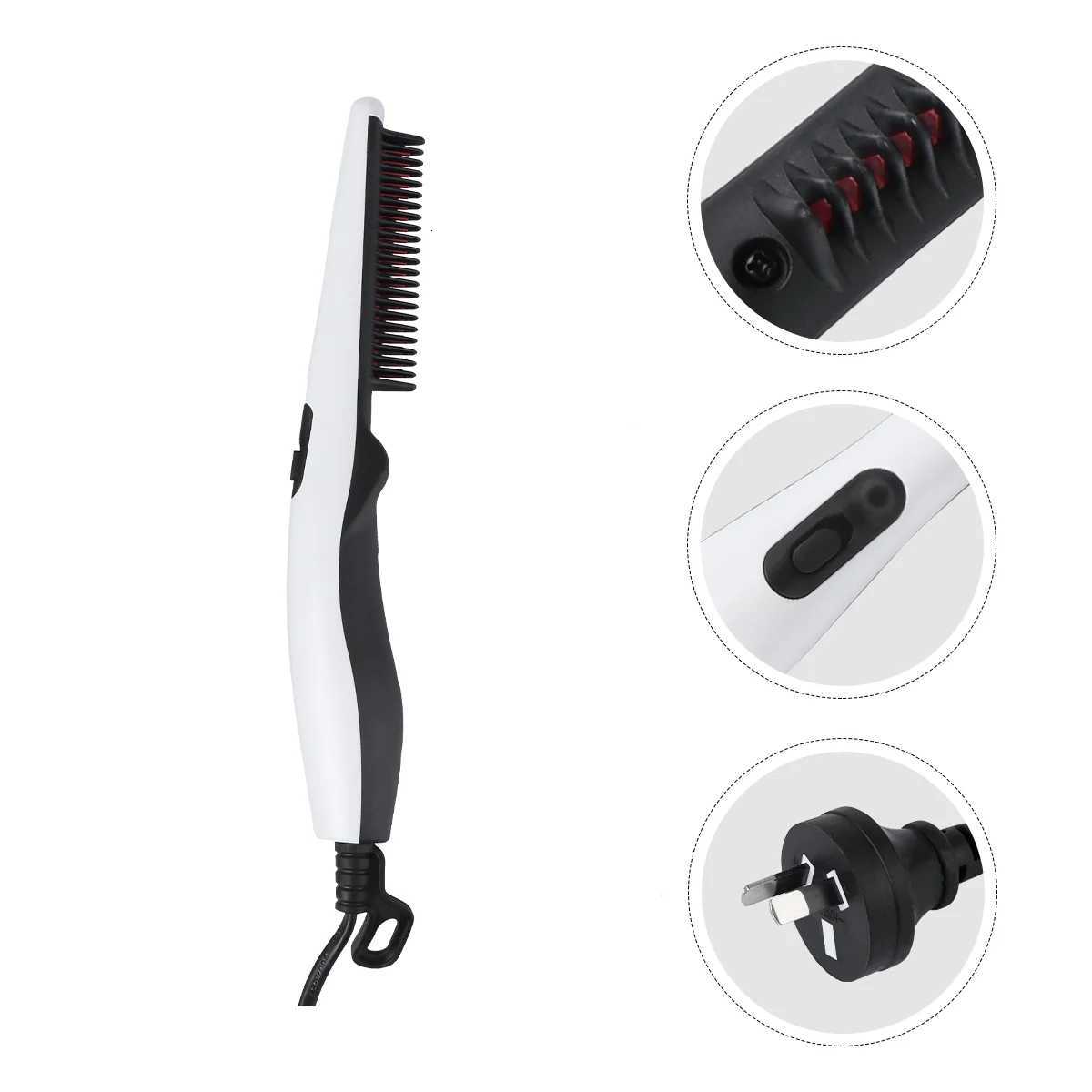 Portable Straight Beard Comb Hair Straightening Electric Beard Comb Hairdressing Straightener Heat Technology Safe Rubber W250814