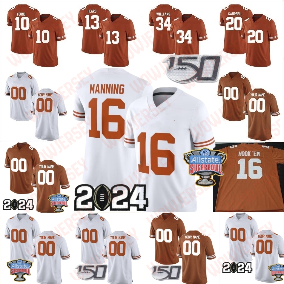 Texas Longhorns Football Jersey Arch Manning Sam Ehlinger Hudson Card Adonai Mitchell Johntay Cook II Quinn Ewers CJ Baxter Jr. Barryn Sorrell Barryn Sorrell Card