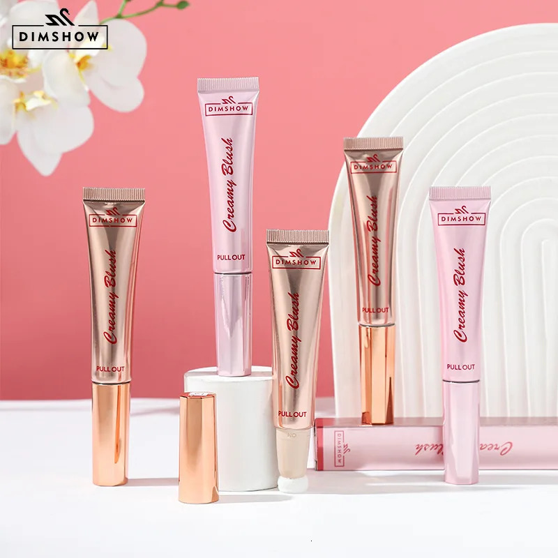 DIMSHOW Sponge Head Liquid Blush Highlighter Matte Natural Long-lasting Patch Blush Cream Pearl Highlighter Stick 250813