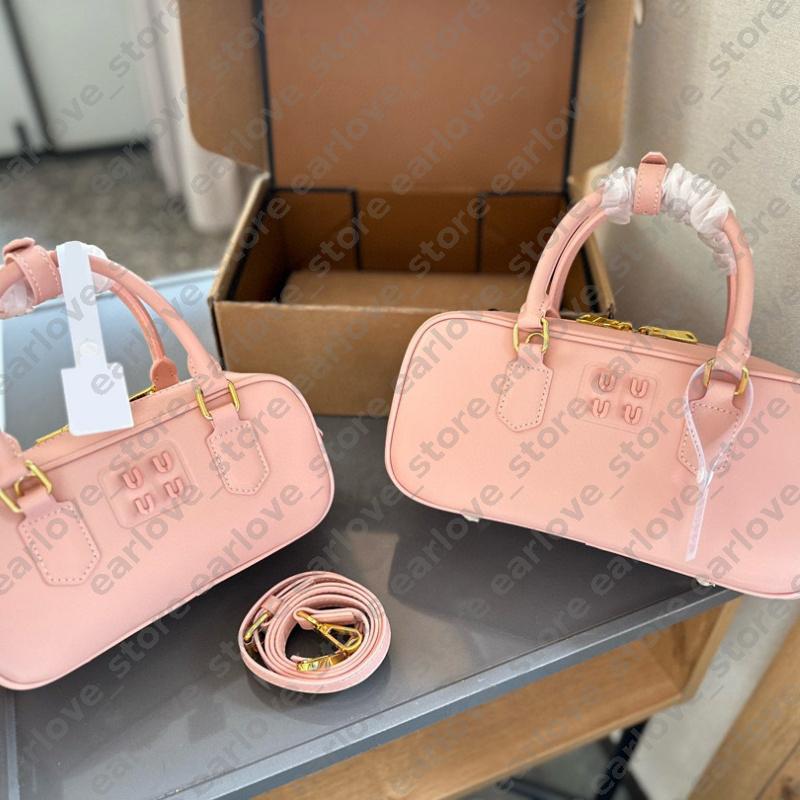 Pillow Bag Designer Handbag Bowling Light Pink Caramel Brown Leather Plush Girls Rectangle Boston Bag Summer Winter Party Clutch Purse