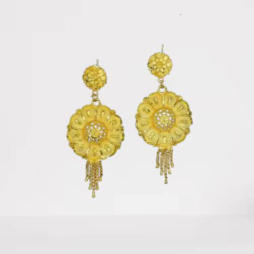 Gold-Plated Designer Women's New Indian Antique Fashion Earrings Artificial Style Gift Jewelry