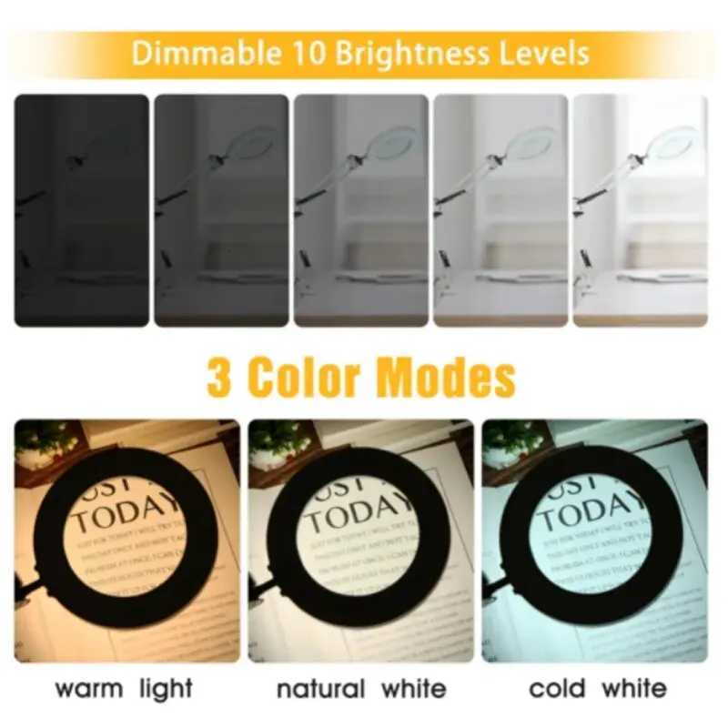 72LED 8X/10X NEW Illuminated Magnifier USB 3 Colors LED Magnifying Glass for Soldering Iron Repair/Table Lamp/Skincare BeautyL250813