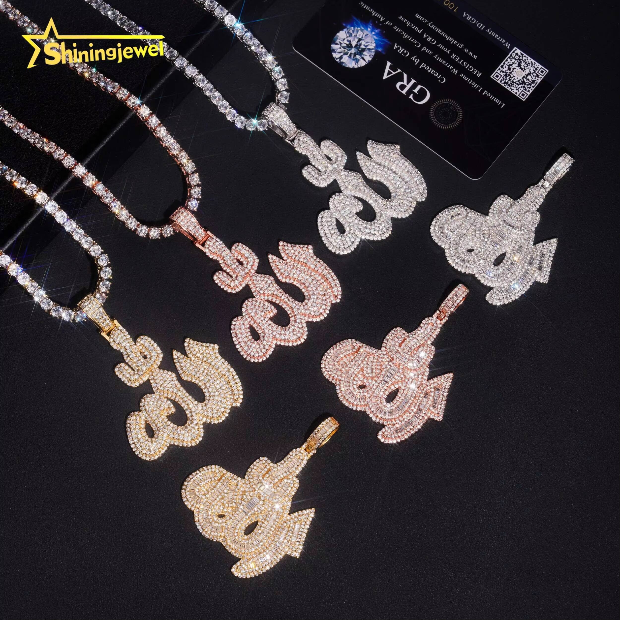 Fine Jewelry Top Quality Iced Out 925 Sterling Silver Mens Allah Moissanite Hip Hop Pendant