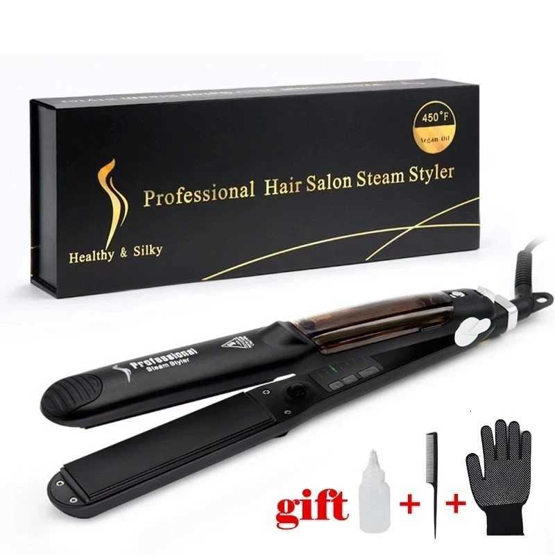 2 IN 1 Hair Iron Professional Steam Hair Straightener Hair Curler Ceramic Curling Styling Tools W250814