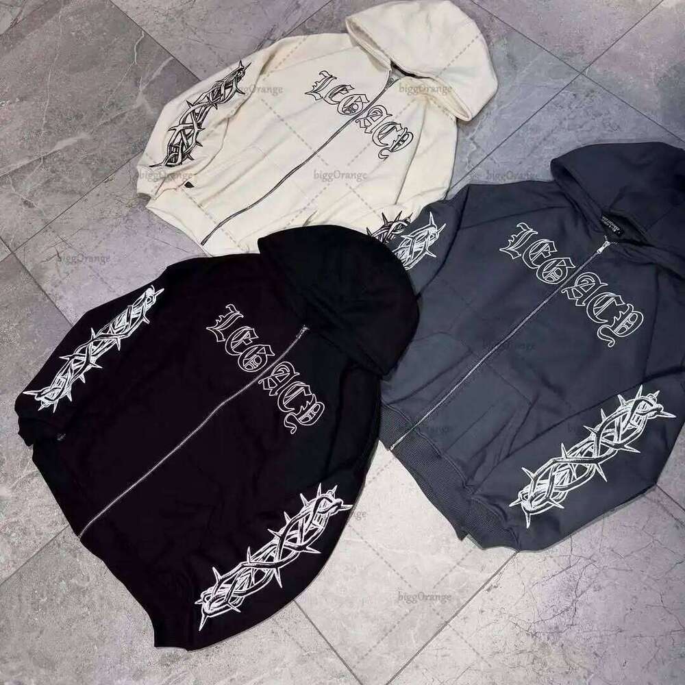 New Y2k Haruku Gothic Graphic Zipper Hoodie Hip-Hop Punk Retro Streetwear Trendy Brand High Street Casual Oversized Sweatshirt