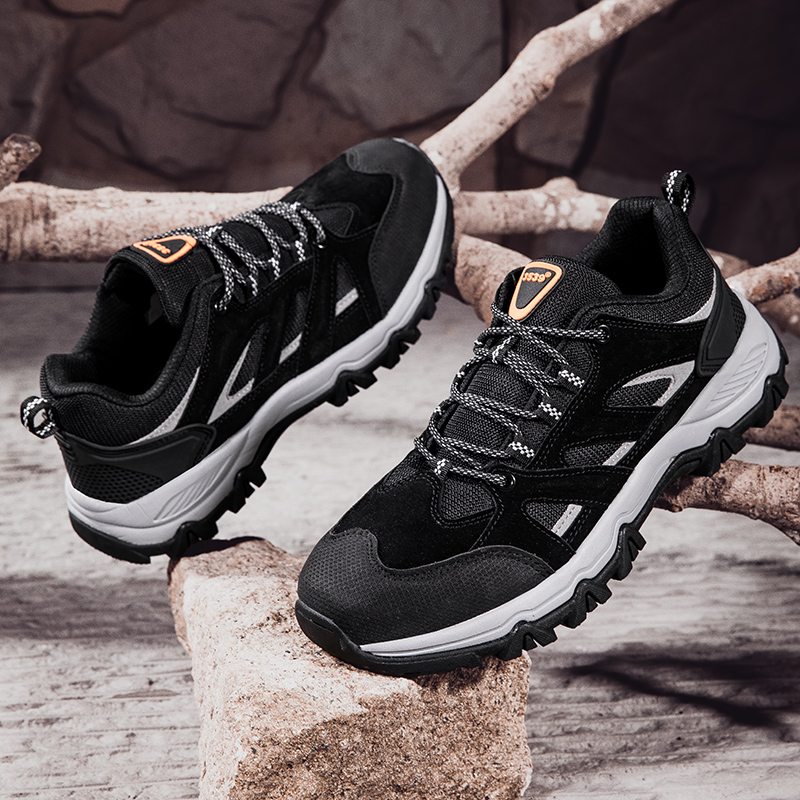 Outdoor hiking anti-skid trekking leisure sports student running men wear-resistant work shoes black