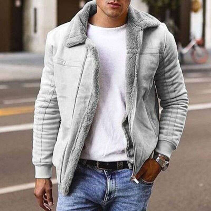 2023 Men's Jacket Fur Winter Coat Thickened Warm Zipper