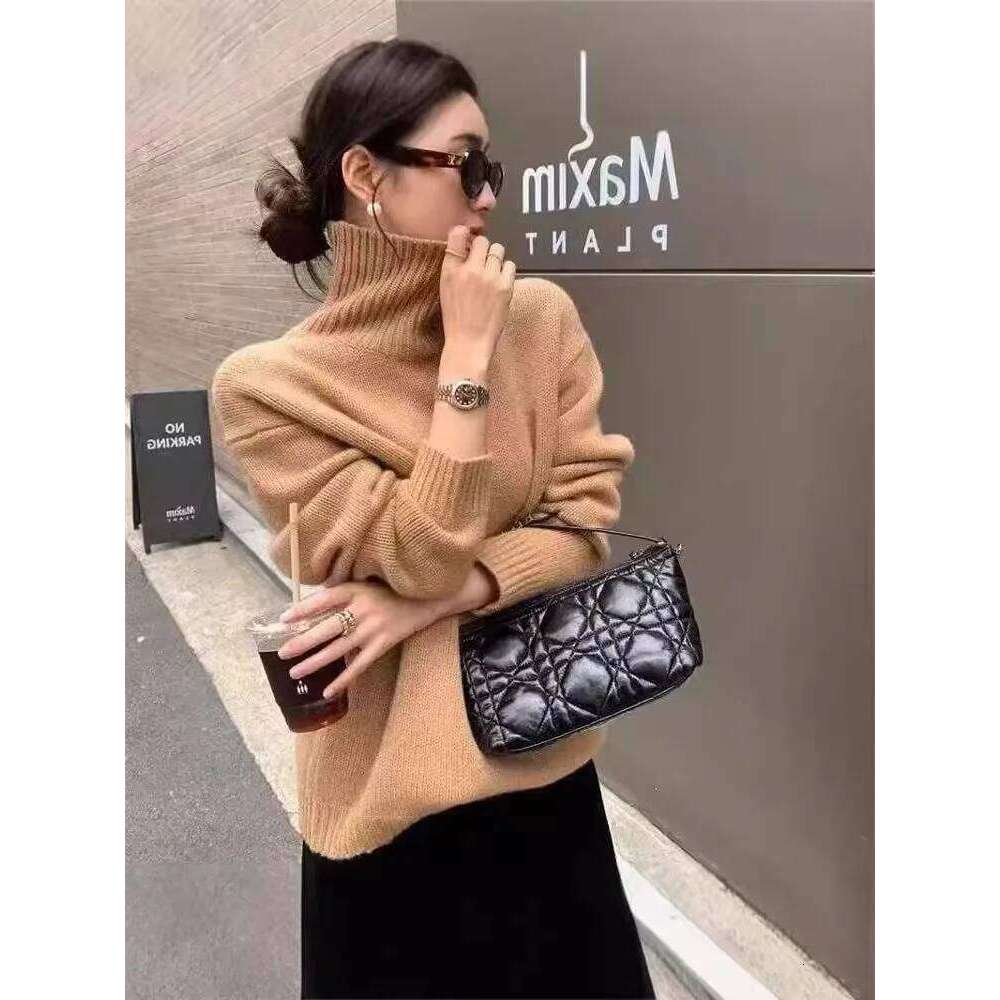2024 Autumn/Winter New 100% Cashmere Women's Turtleneck Loose And Thick Knit Sweater To Wear 20250809