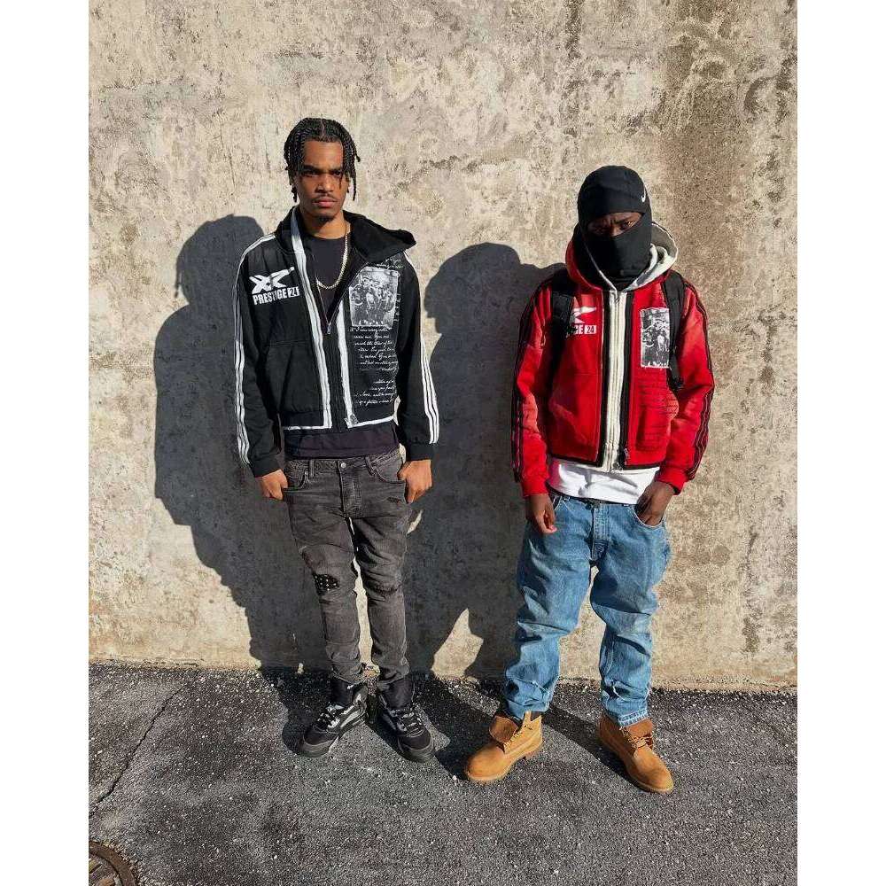 American Fashion Trend Zipper Patchwork Design Coat Hoodie Gothic Haruku Hip Hop Men Streetwear Oversized Sweatshirt